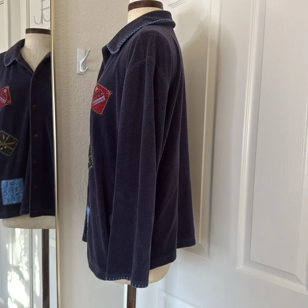 Vintage 90s Christmas/winter embroidered Terry button down - Image 8