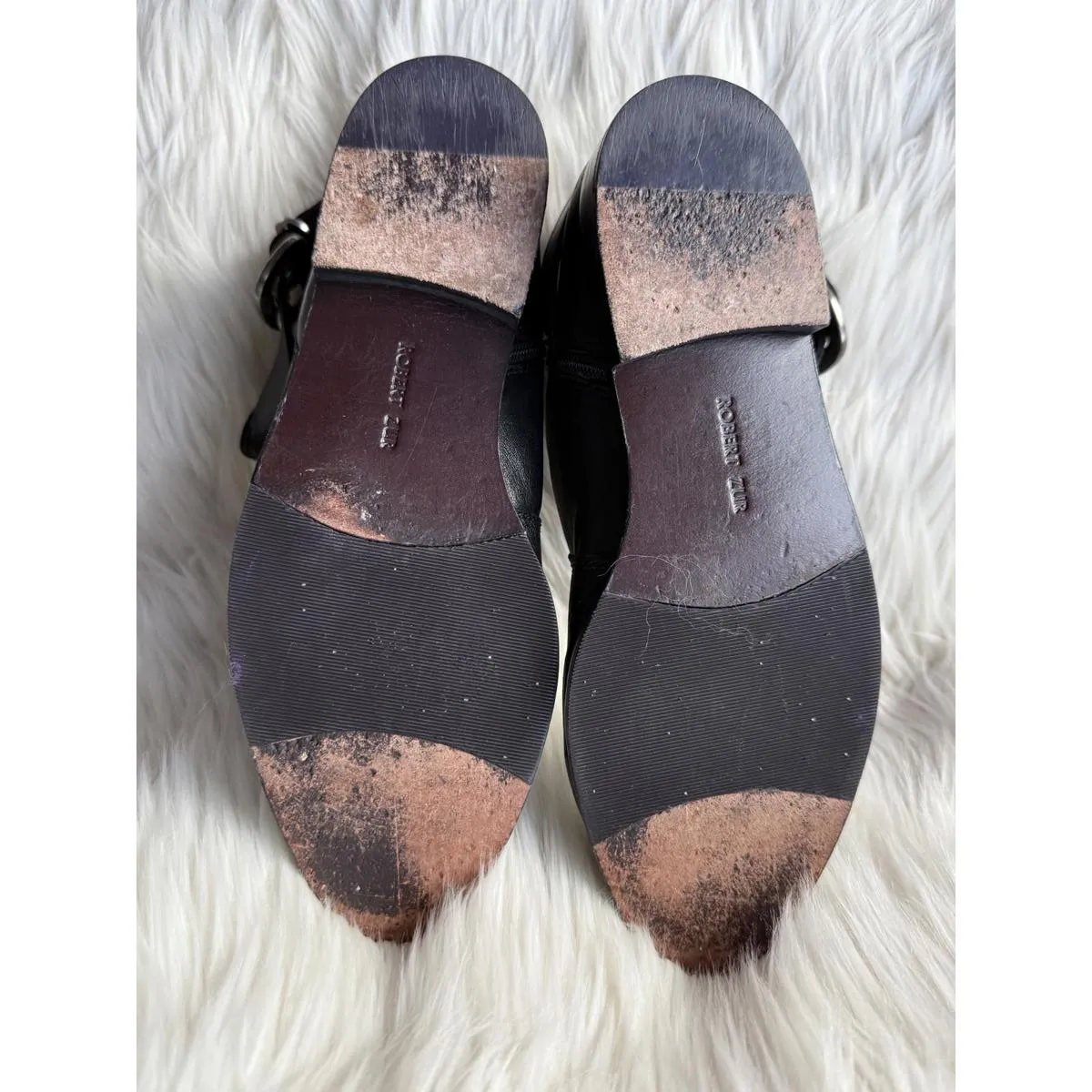 Robert Zur size 7 Black Leather Women's Ankle Boots with Buckle Detail - Image 5