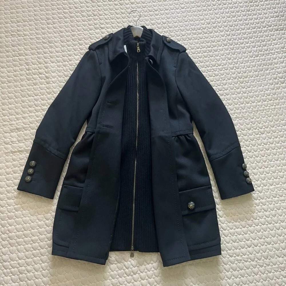 Moschino Womens Black Wool blend Front Button Peacoat Size 40 - Image 2