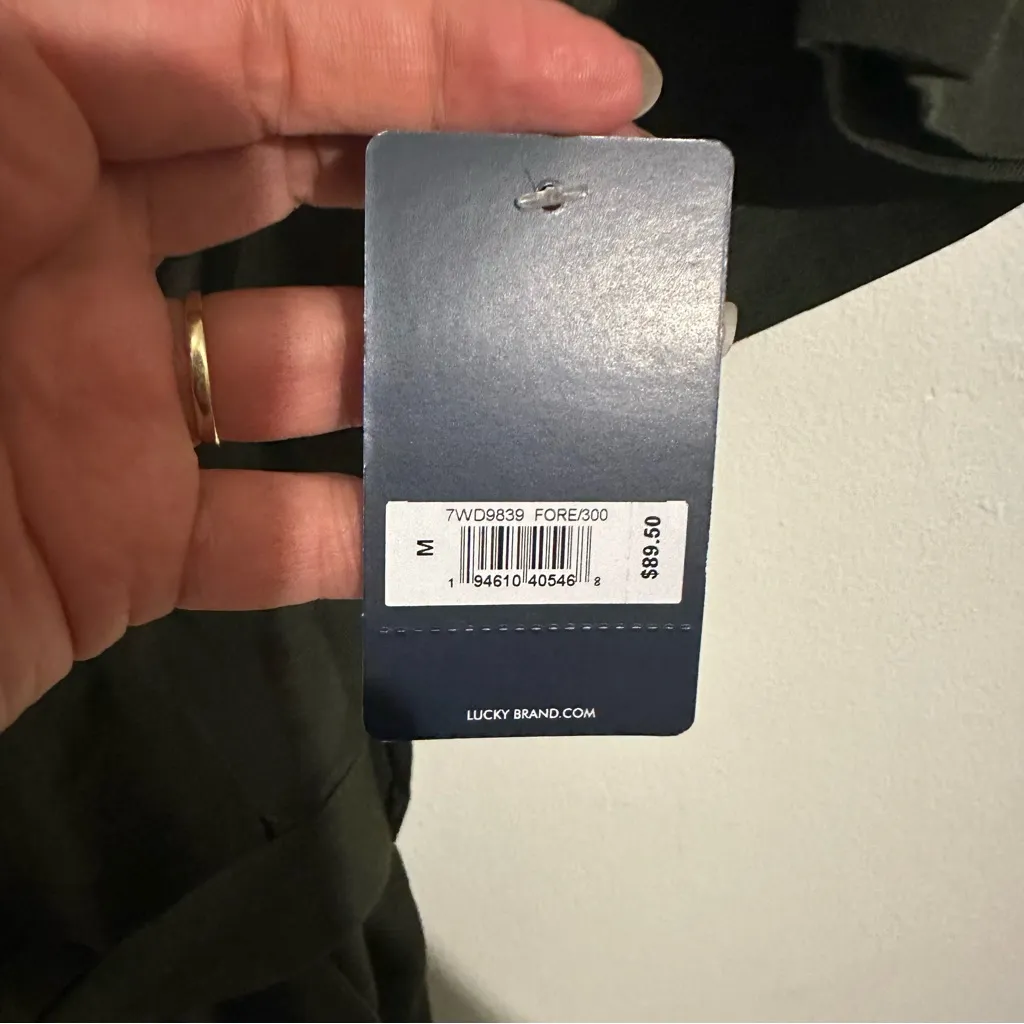 Lucky Brand cargo Forest Green Women's Collared Button up Tie Waist Jumpsuit Med - Image 14