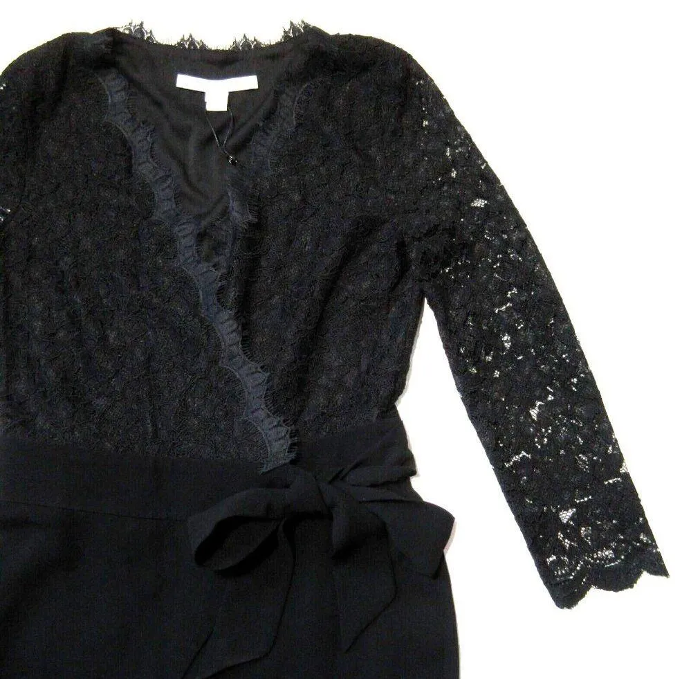 NWT Diane Von Furstenberg DVF Marlowe in Black Lace Bodice Jumpsuit 4 $598 - Image 5