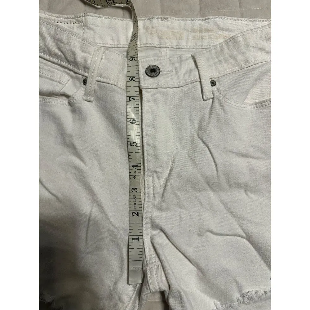 Levi's White Denim Shorts Jorts Cut Offs Raw Hem Women's Size 10 30 Stretch - Image 7