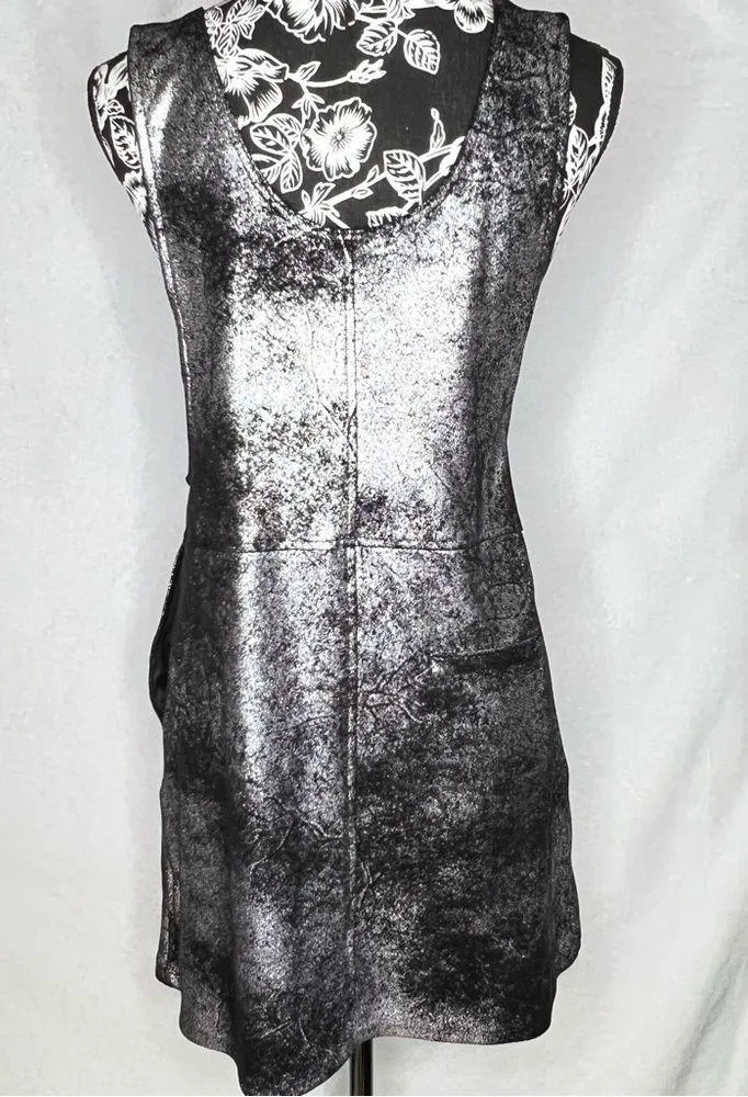 Leather Overall Dress Metallic Pinafore - Image 3