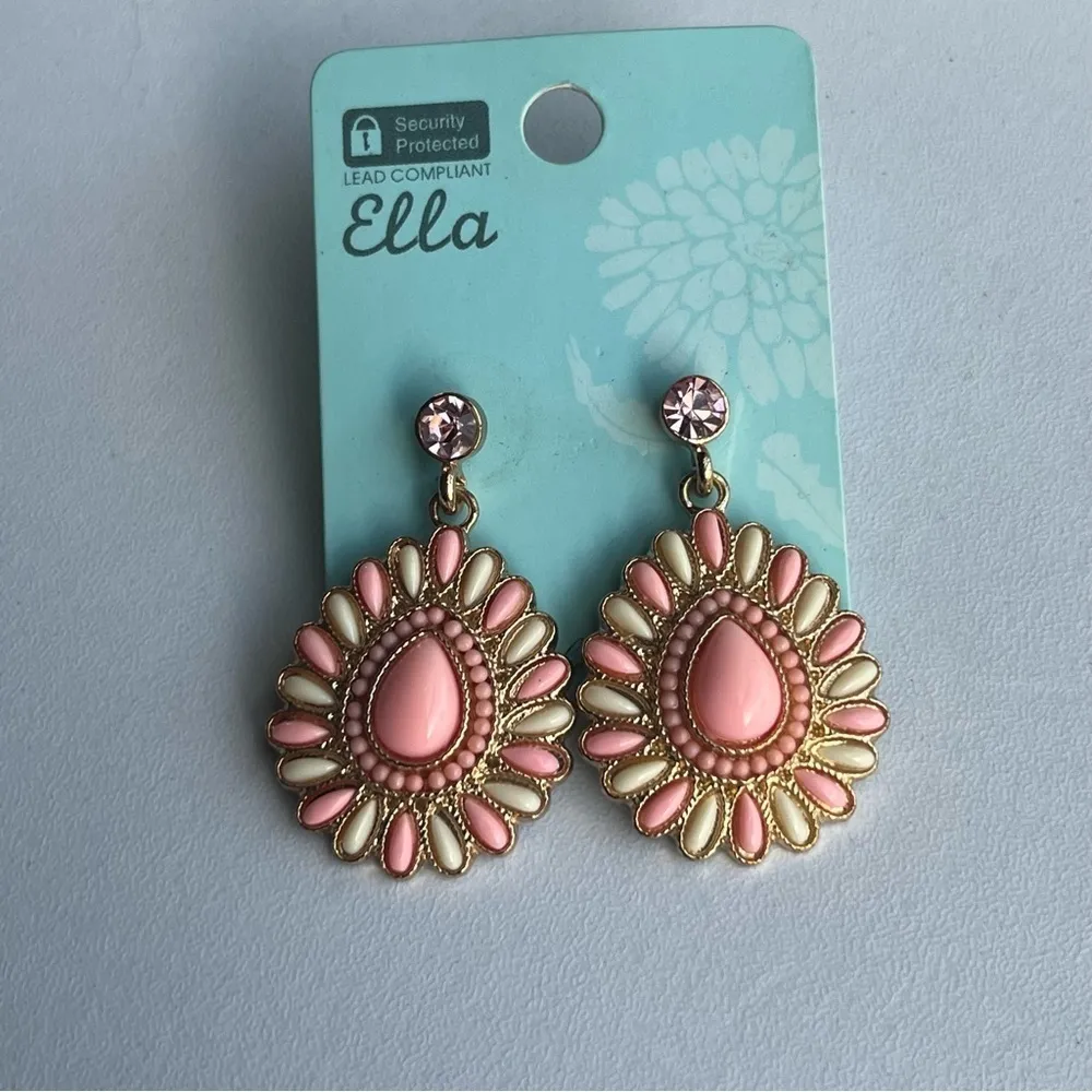 NEW Ella Large Dorado Pink Coral Concho Post Statement Earrings - Image 4
