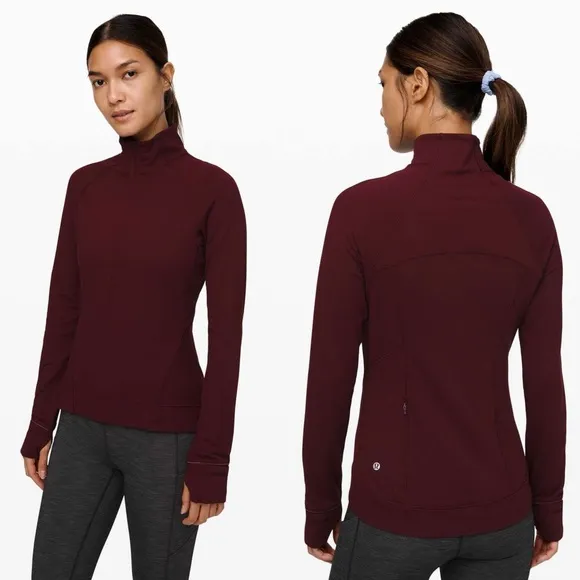 LULULEMON Outrun the Elements 1/2 Zip Long Sleeve Running Top in Garnet Size 4 - Image 2