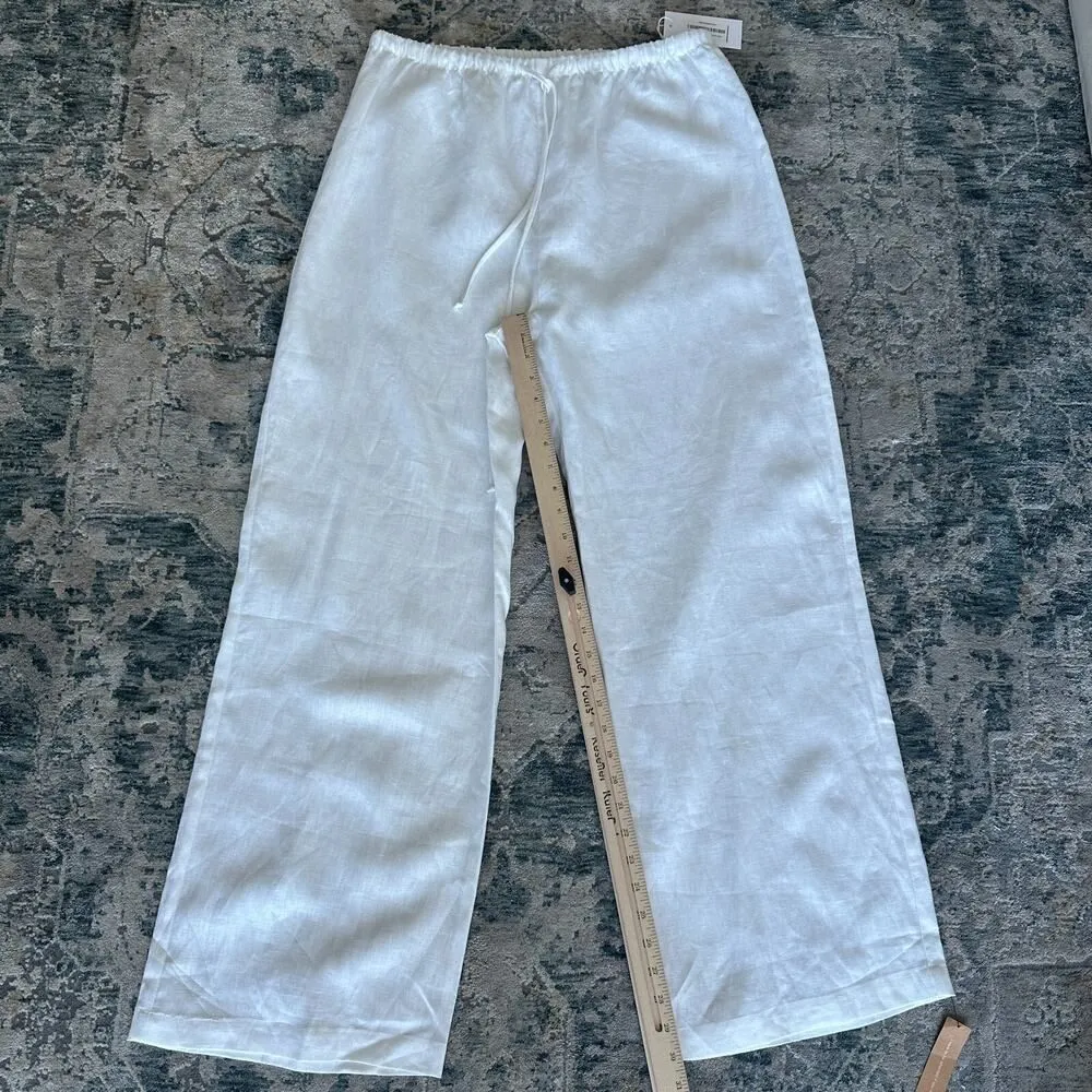 Reformation Linen Pants Womens XL White Olina Flax Coastal Minimalist Quiet Luxe - Image 17
