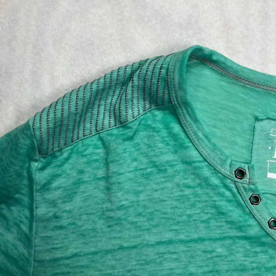 Buckle Black Label Mens L Henley Shirt Aqua Green Cotton Polyester Short Sleeve‎ Size undefined - Image 6