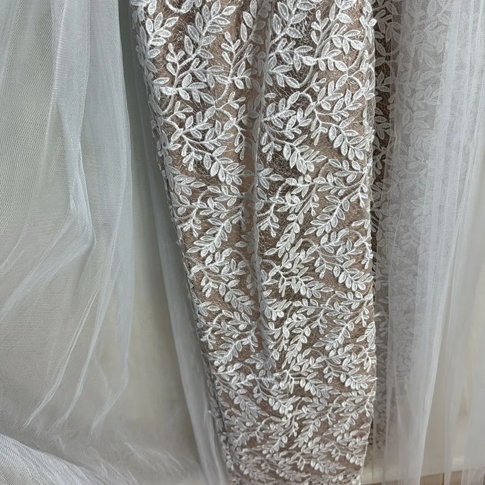 Aidan Mattox tulle-paneled guipure lace gown Prom Dress bride bridal size 6 - Image 10