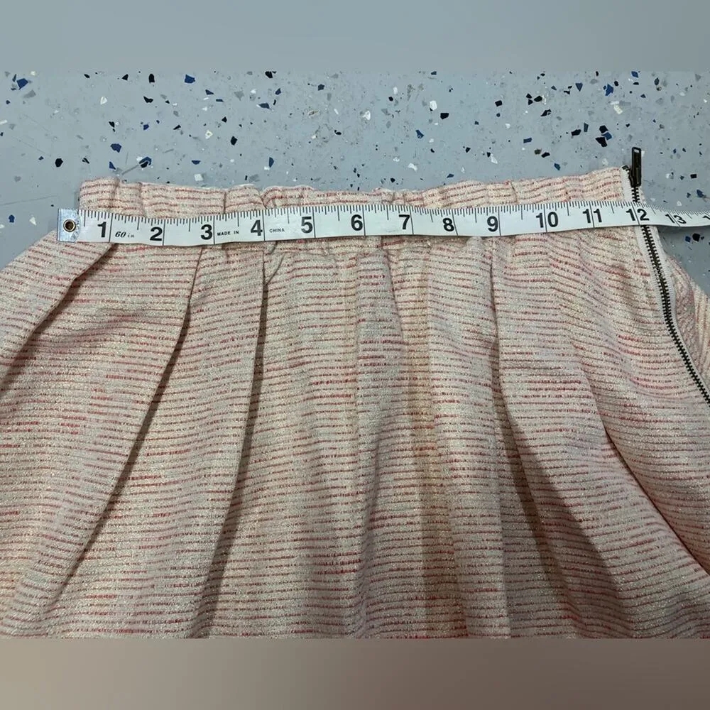 Aritzia Talula Striped Shimmer Pleated Flair Mini Skirt Womens 2 Elasticic Waist - Image 9