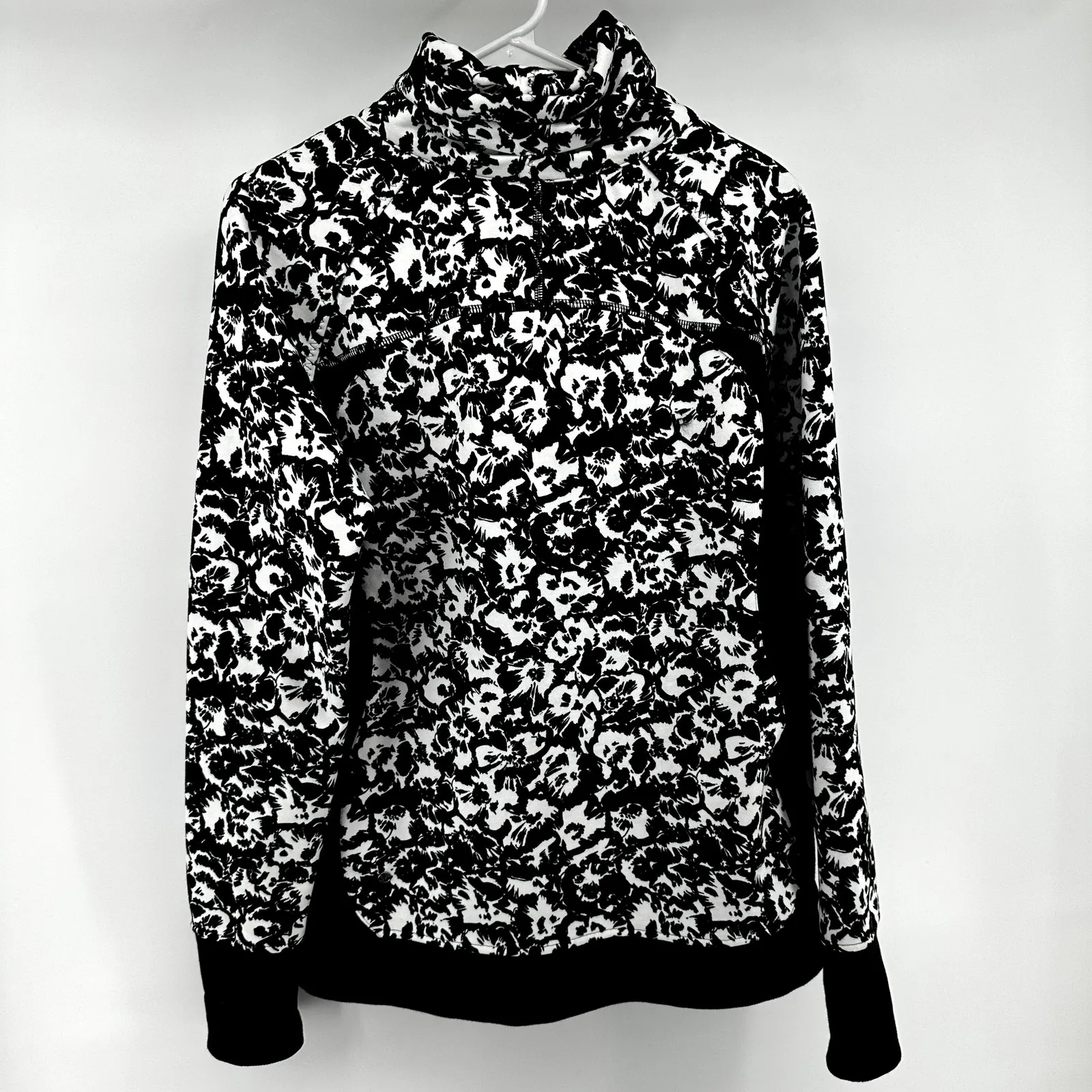 Lululemon Cozy Cuddle Up Jacket Cotton Fleece Fleur Sombre White Black 12 - Image 5