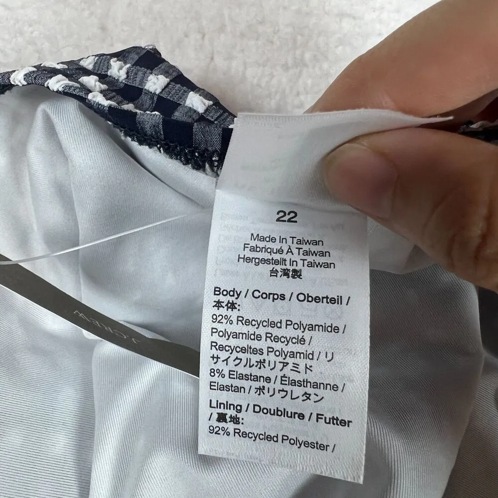 J. Crew Womens One Piece Swimsuit 22 Black White Ruffle Vneck Gingham Preppy Size undefined - Image 9