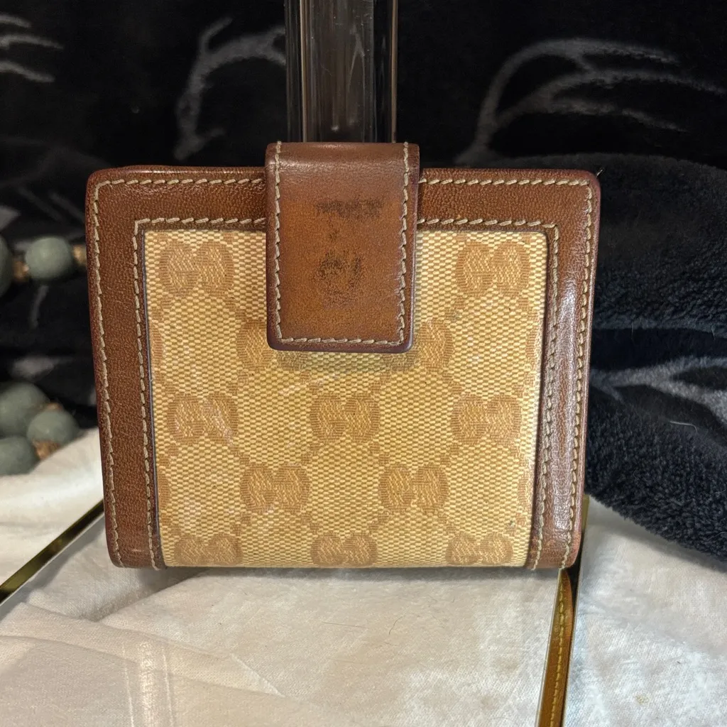 Gucci Brown and Tan Wallet with Gold Accent - Image 2
