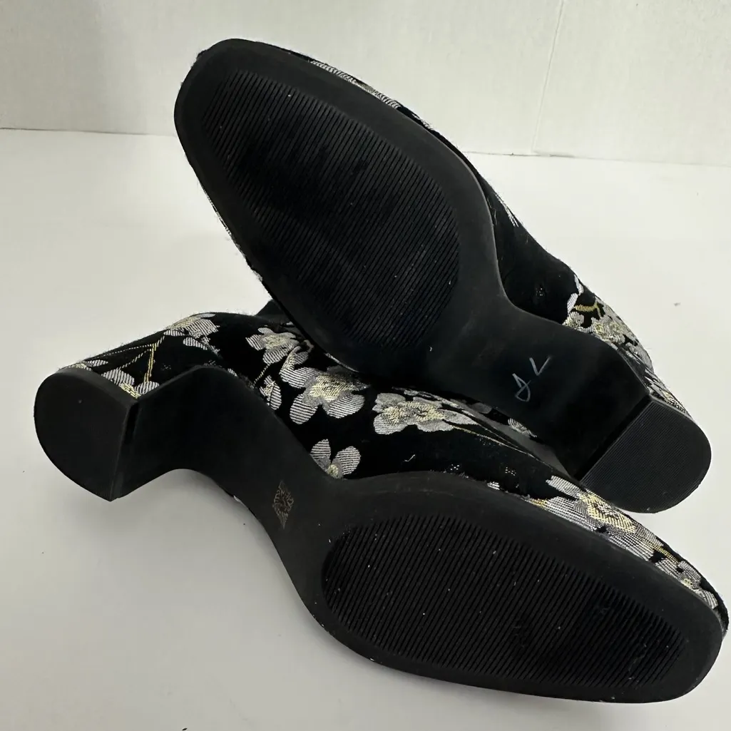 Anne Klein Gorgia Chelsea Floral Brocade Ankle Boots Black Booties Size 6M - Image 7