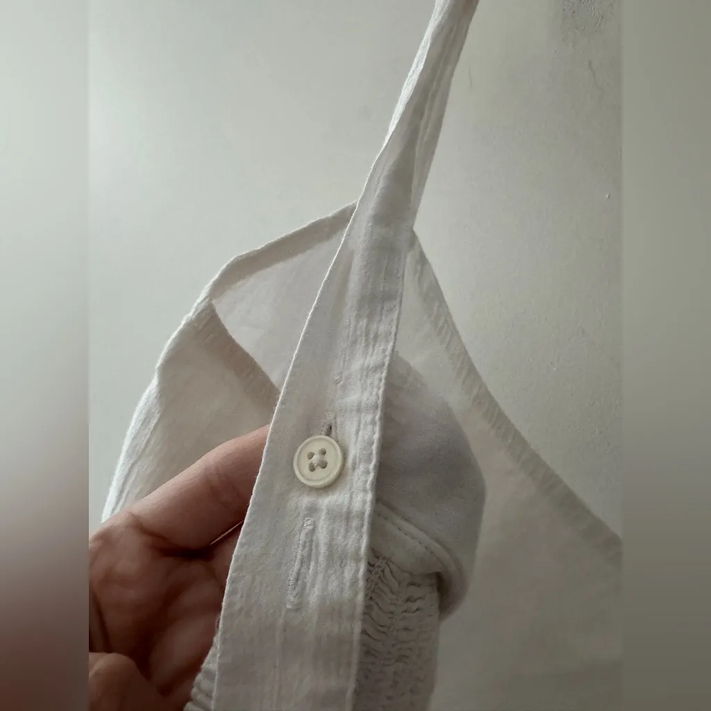 Aerie White Smocked Cotton Woven Corset Cropped Tank Top - Image 5