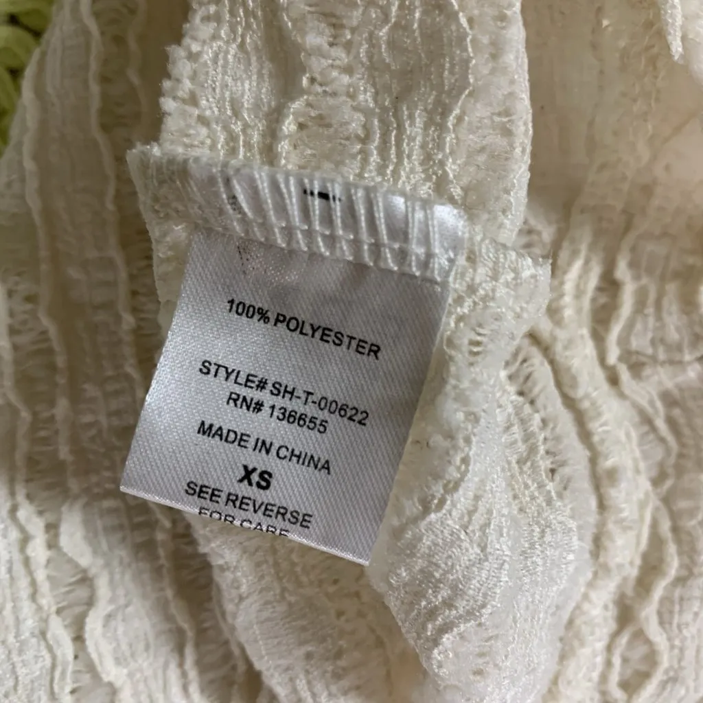 Sarah Hann Anthropologie Ivory Green Crochet Peplum Top XS Cottagecore NWT - Image 8