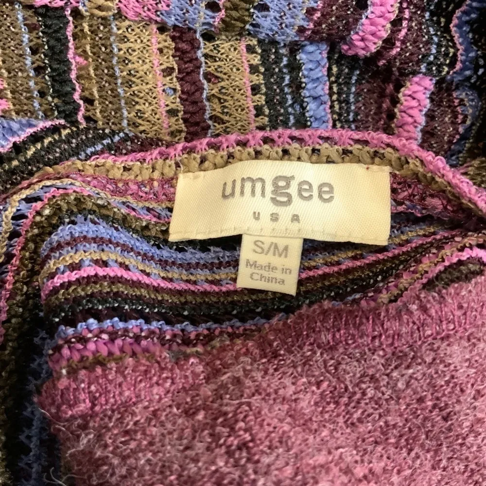 Umgee Purple Multicolor Stripe Crochet Knit Casual Vest Fringe BOHO S/M - Image 12