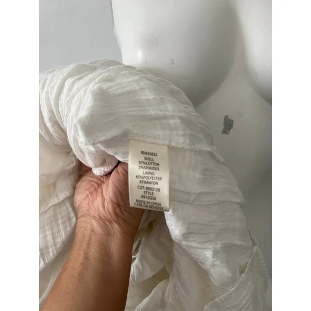 Max Studio sleeveless white cotton tiered flowy gathered house Dress Size L - Image 5