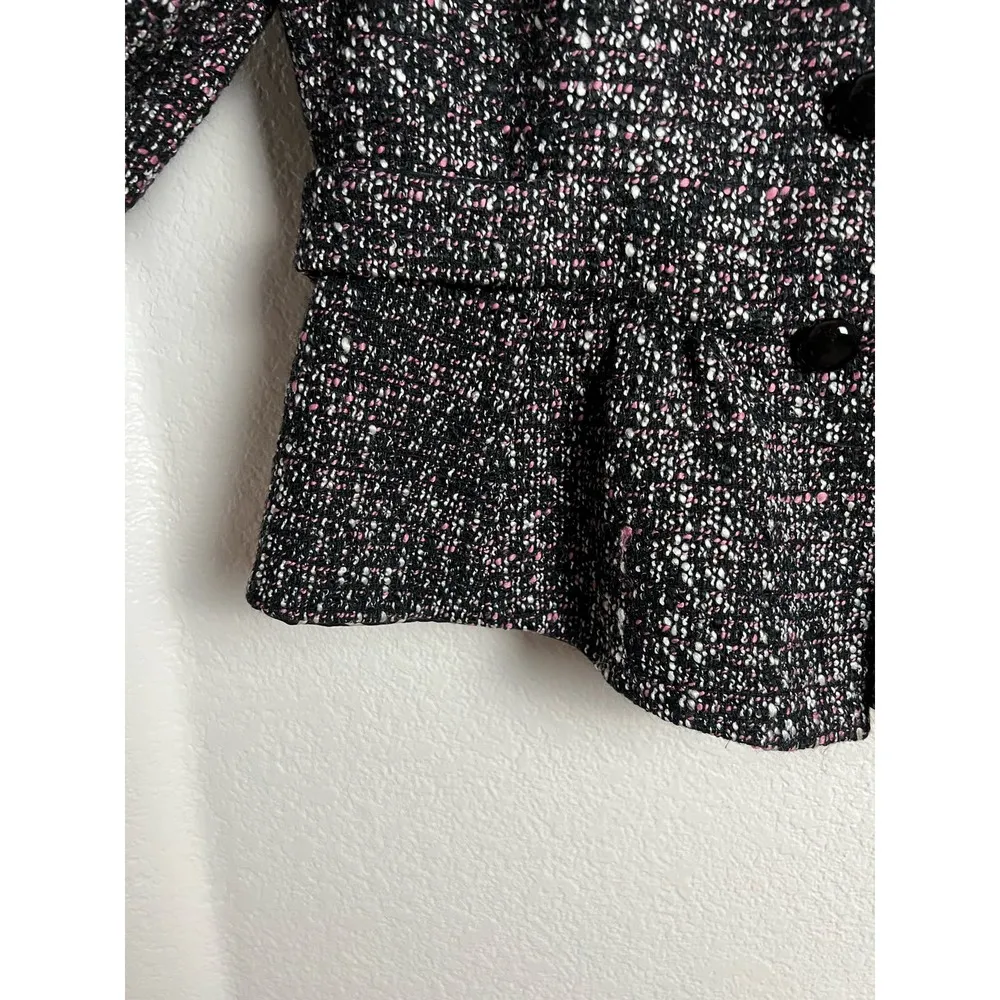 Armani Collezioni  Black Pink Tweed Peplum Ruffle Hem Button Front Jacket 10 - Image 7