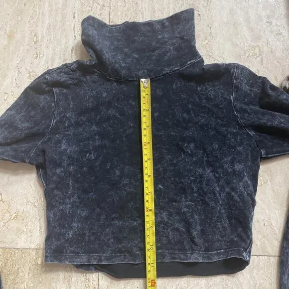 Milky Way Women Rustic Black Long Sleeve Cropped‎ Top High Neckline - Image 4