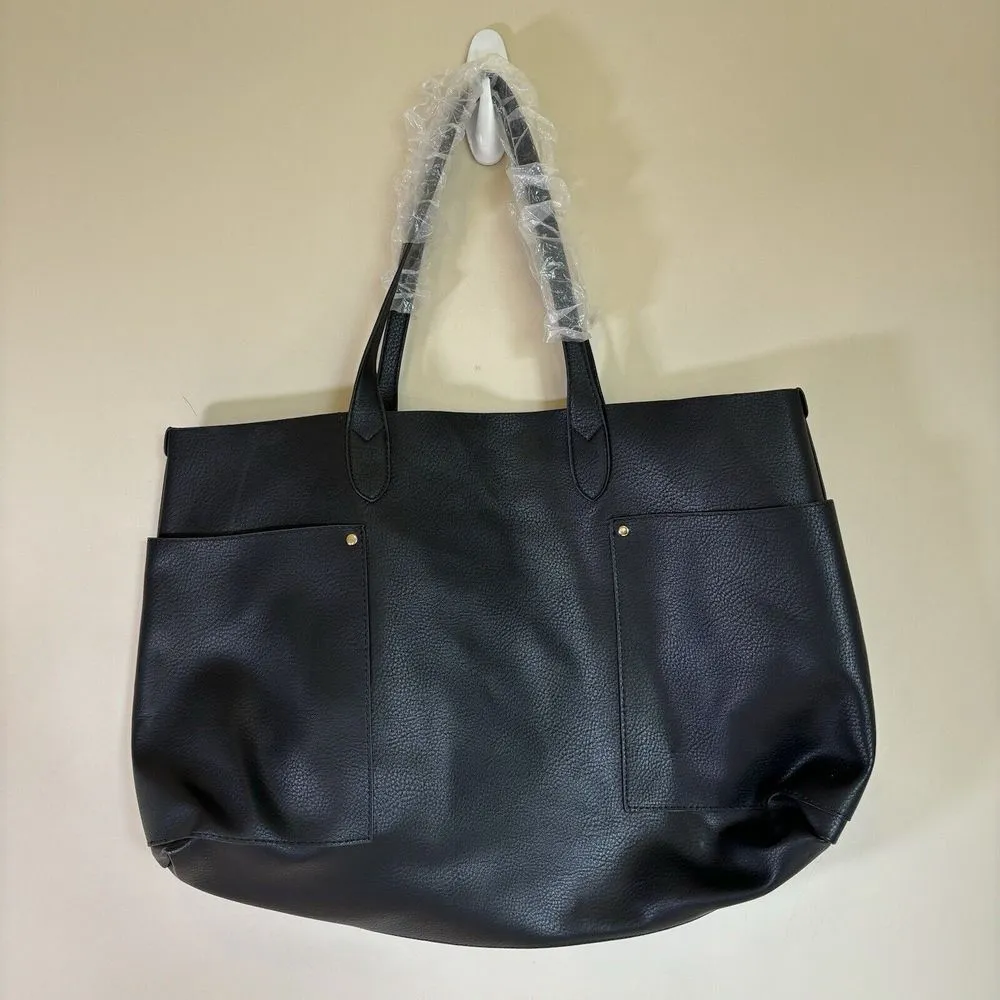 Urban Outfitters Large Purse Tote Shoulder Bag 100% Polyurethane Leather Black‎ - Image 6