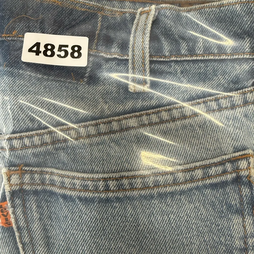 Vintage Levi's orange tab denim shorts with unique beaded and patch size medium - Image 8