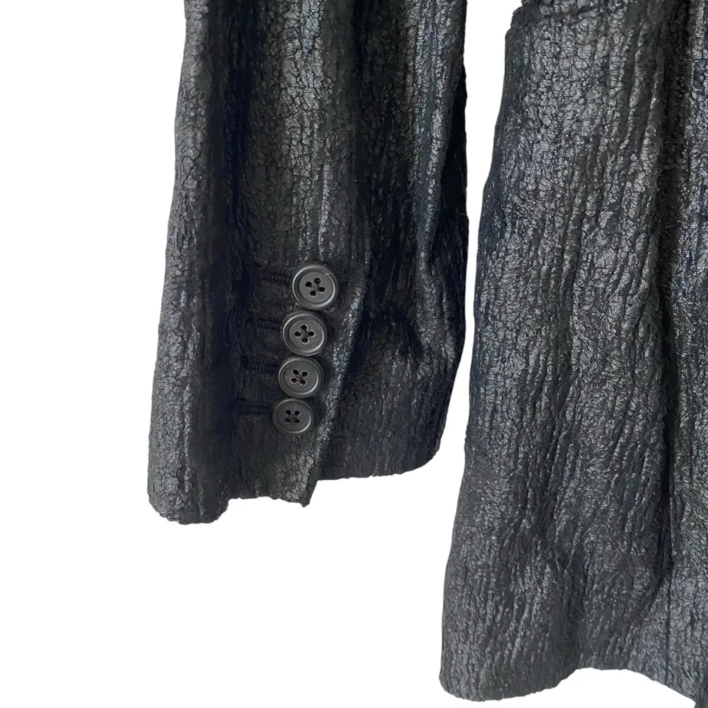 Forme 3’3204322896 Factory of Faith Italy Black Long Crinkle blazer 40 US Small - Image 5