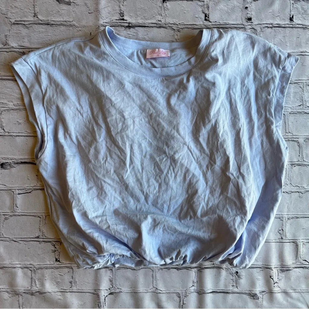 Pink Lily Blue Bubble Tee Medium Short Sleeve Girlie Feminine Love Shack Pastel - Image 3