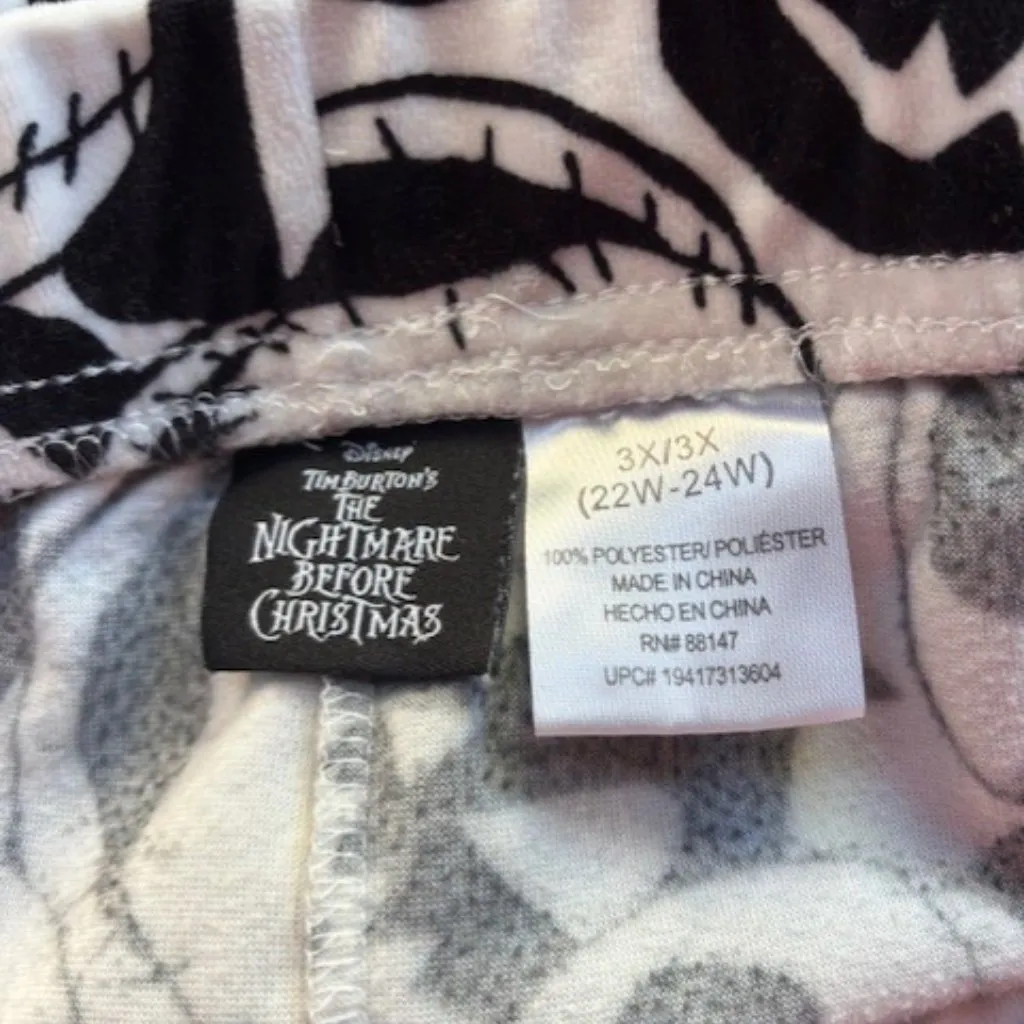 Disney Tim Burton Nightmare Before Christmas PJ Lounge Pant 3X White Black Cozy - Image 4