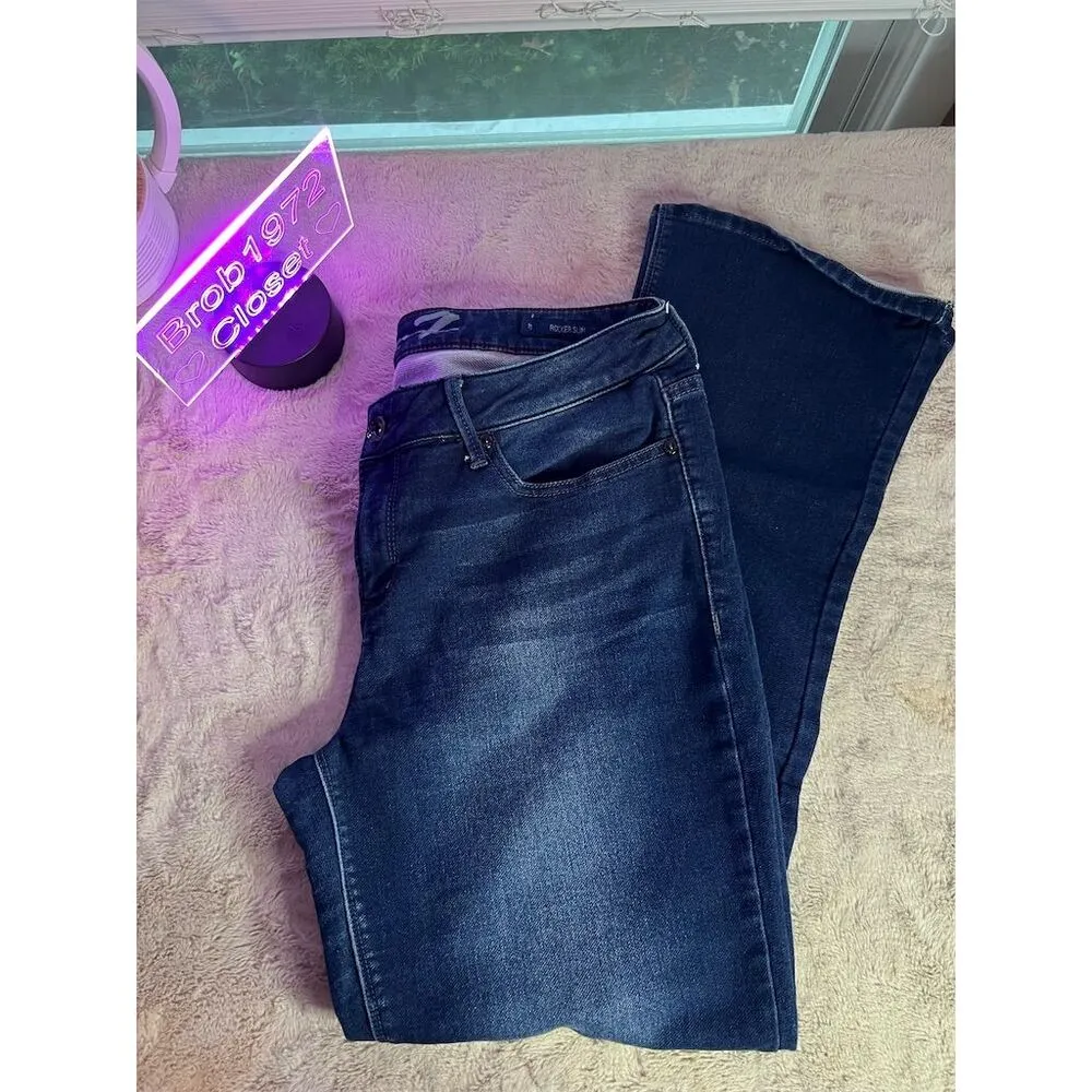 Seven7 Women's Slim Bootcut Jeans Size 16 Blue Denim Embellished Pockets - Image 8