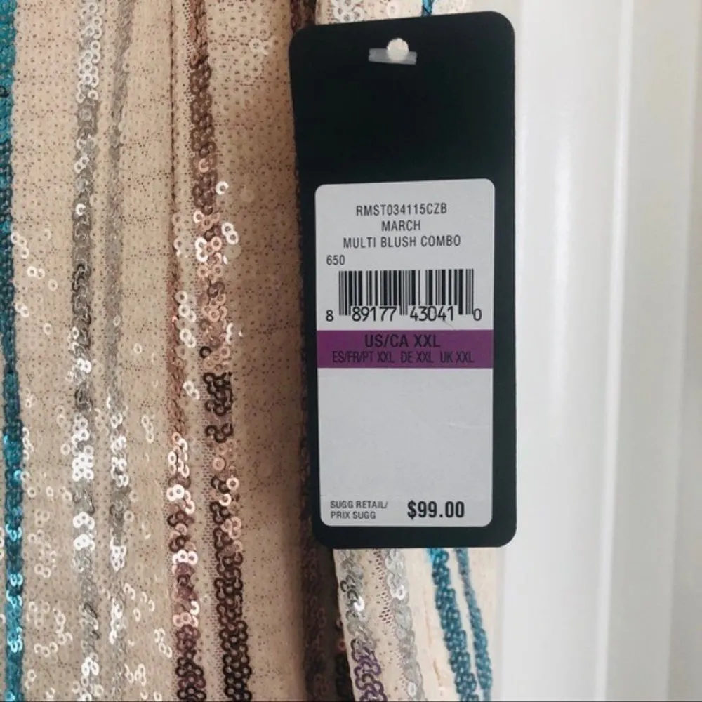 Rachel Roy Sequined Top Addie Striped Pattern Pink Blue Size XXL NWT $99.00 - Image 5