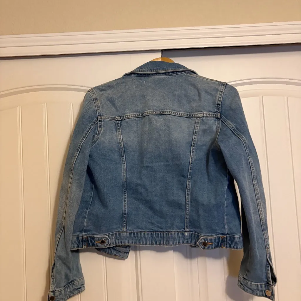 ZARA  Jean Jacket Estimated Size XS Xtra Small Authentic Denim By TRF Medium Blue - Image 3