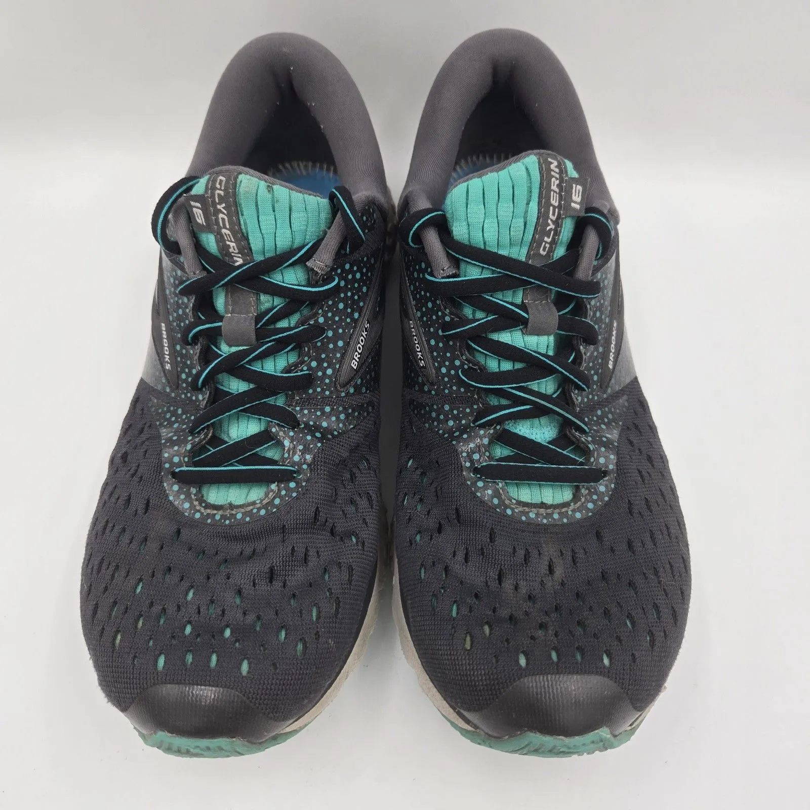 Brooks Glycerin 16 Running Sneakers Womens Size 9 D Wide Gray Green NO INSOLES - Image 2