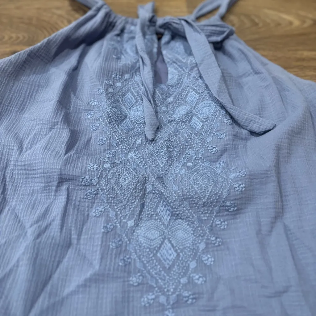 Tommy Bahama Billowy Blue Gauze Halter Top Women’s Small Resort Wear Cotton - Image 2