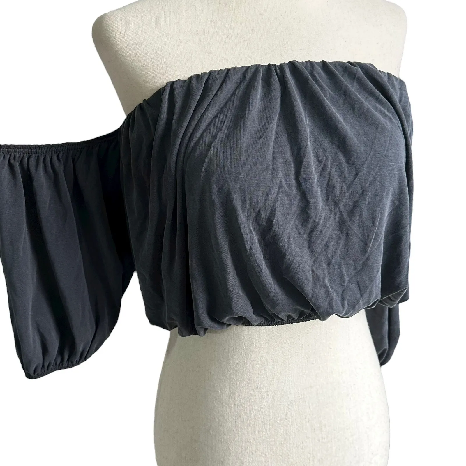 Lavender Field Gray Strapless Cold Shoulder Crop Top Women's Size Small | 25-9-2 - Image 2