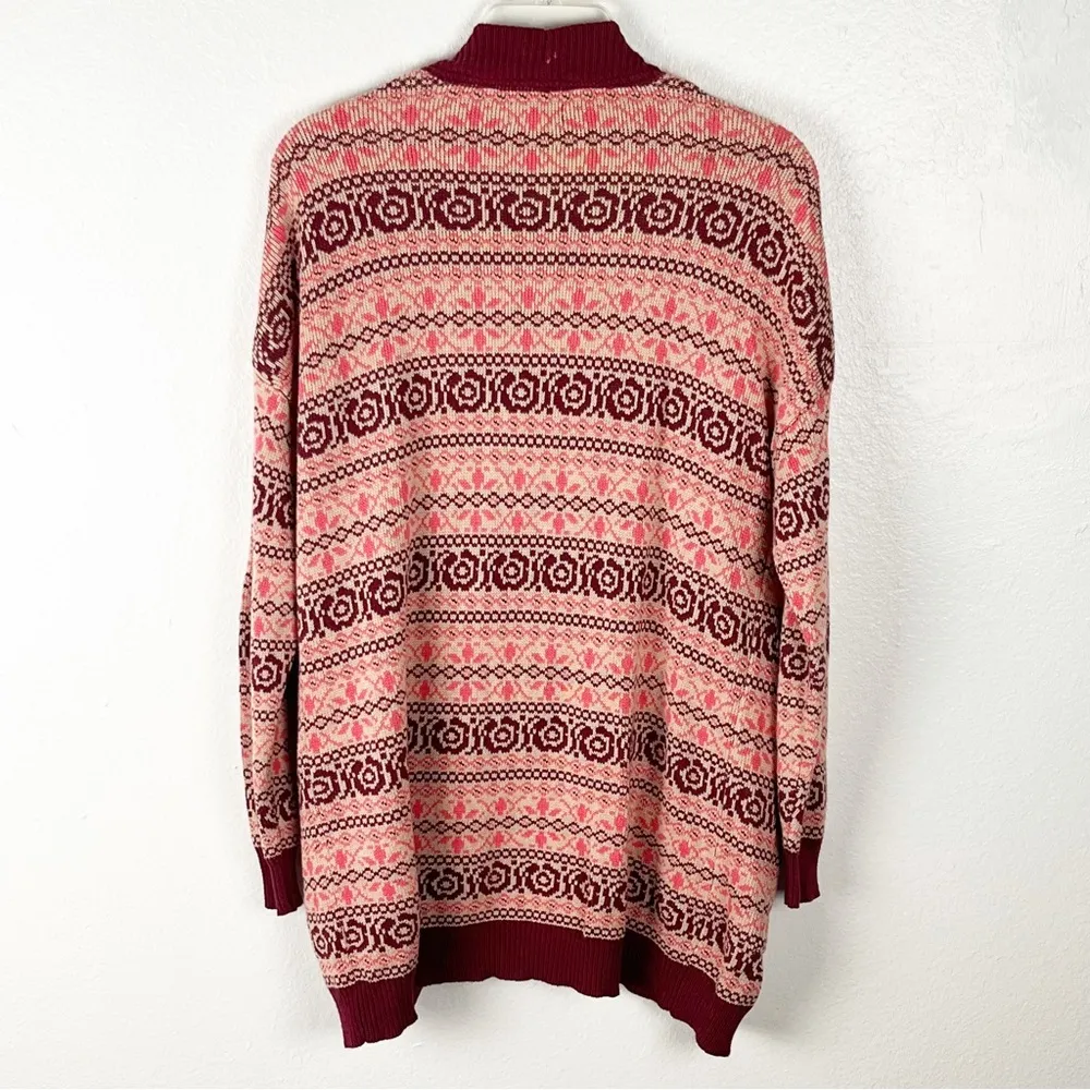 MATILDA JANE Harmony Fair Isle Open Front Pockets Long Sleeves Cardigan Small - Image 2