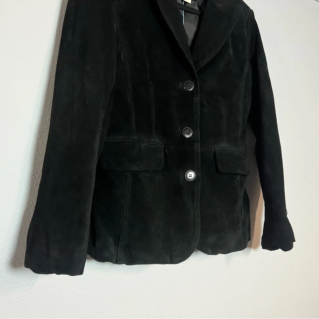St. John's Bay Washable Suede Blazer Jacket Black Button Front Size Medium - Image 3