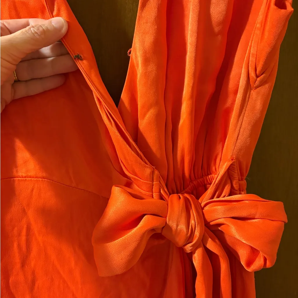 Anthropologie Maeve Orange Cutout Midi Wrap Dress - Image 6