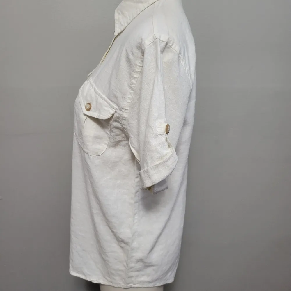 Rosemary & Ivy sand linen blend button down size large - Image 3