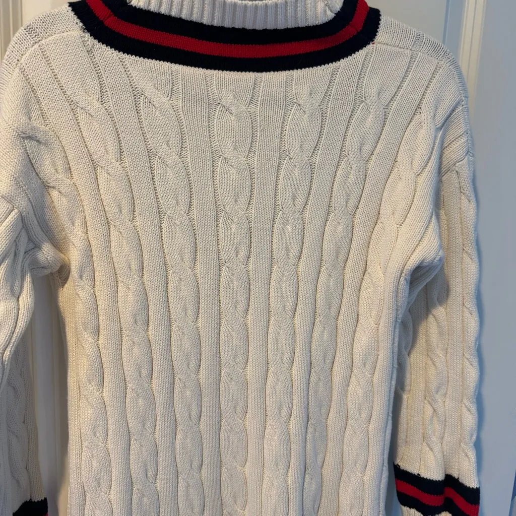 English Factory Cable Knit Pleated V-Neck Sweater Dress | XS - Image 7