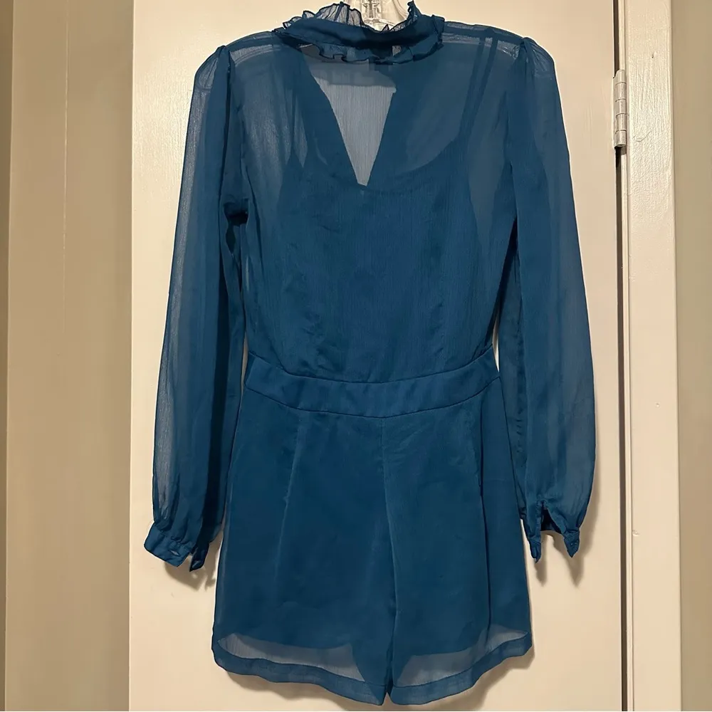 ASOS teal short romper sheer under layer size 4 - Image 4