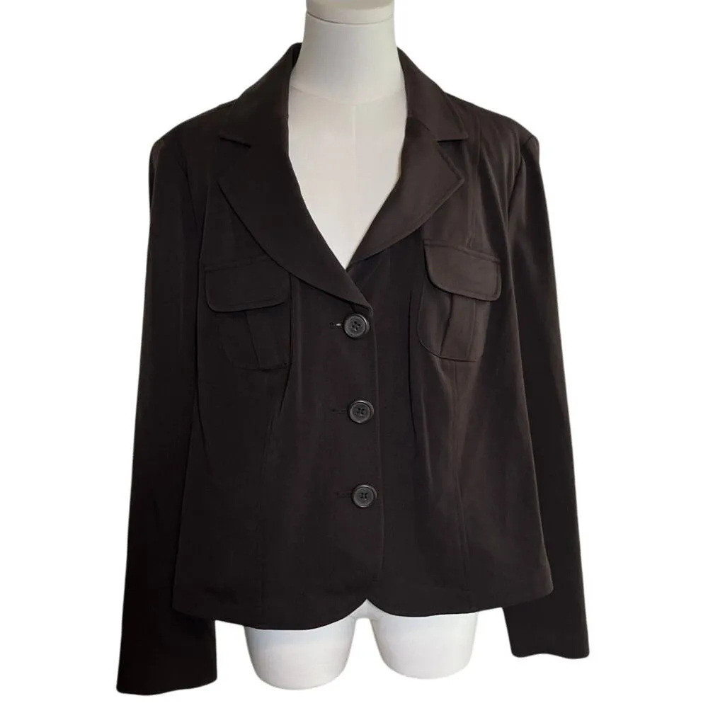 Lane Bryant‎ 18 Blazer Brown Stretch Button Front Jacket Career Workwear Pockets - Image 4