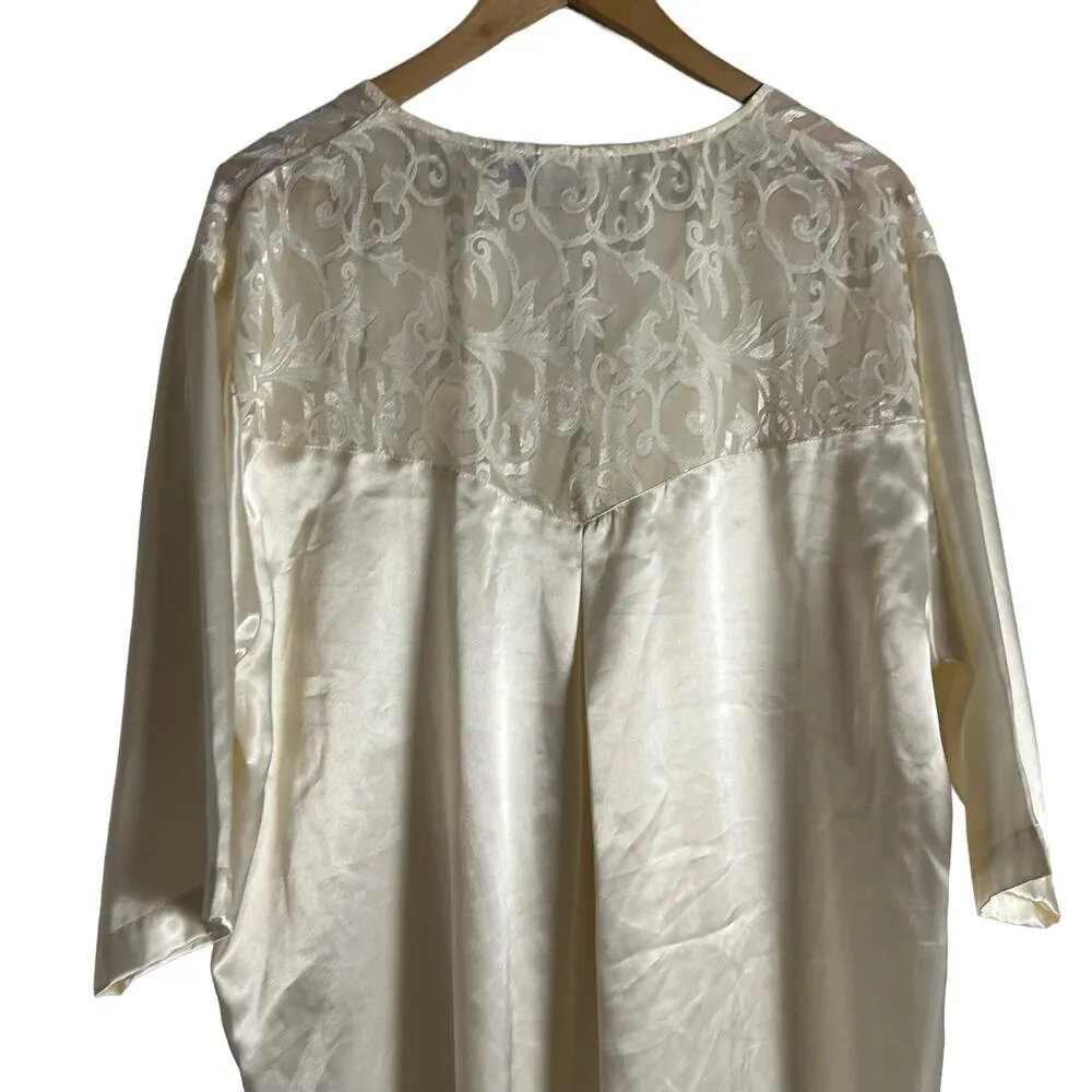 Best United Garment Co Lingerie Vintage Cream Satin Lace Sleep Shirt Size 1X/2X - Image 6