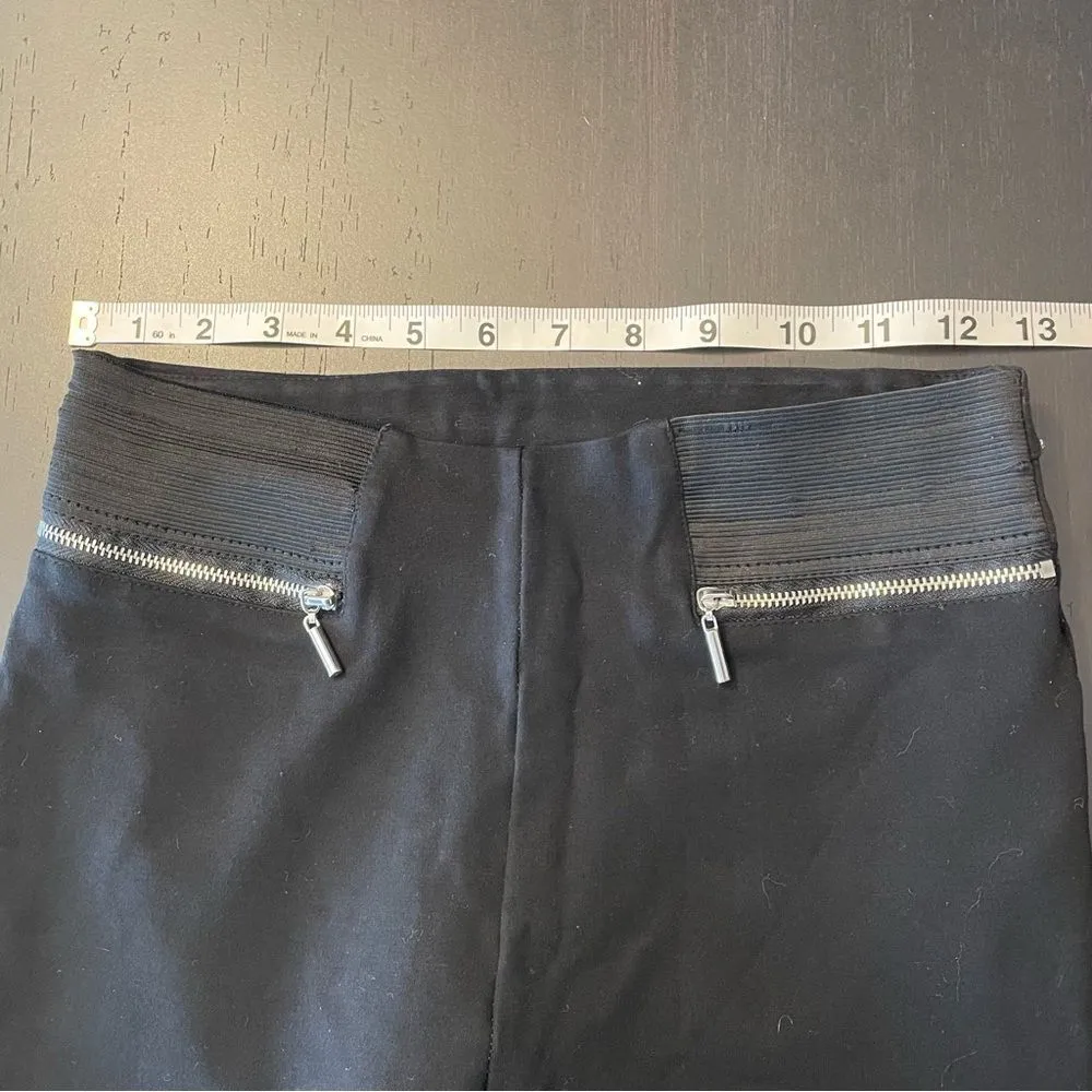 ZARA Basic Moto Zip Detail Ribbed Knee Exposed Elastic Waist Pant Women’s Size S - Image 8