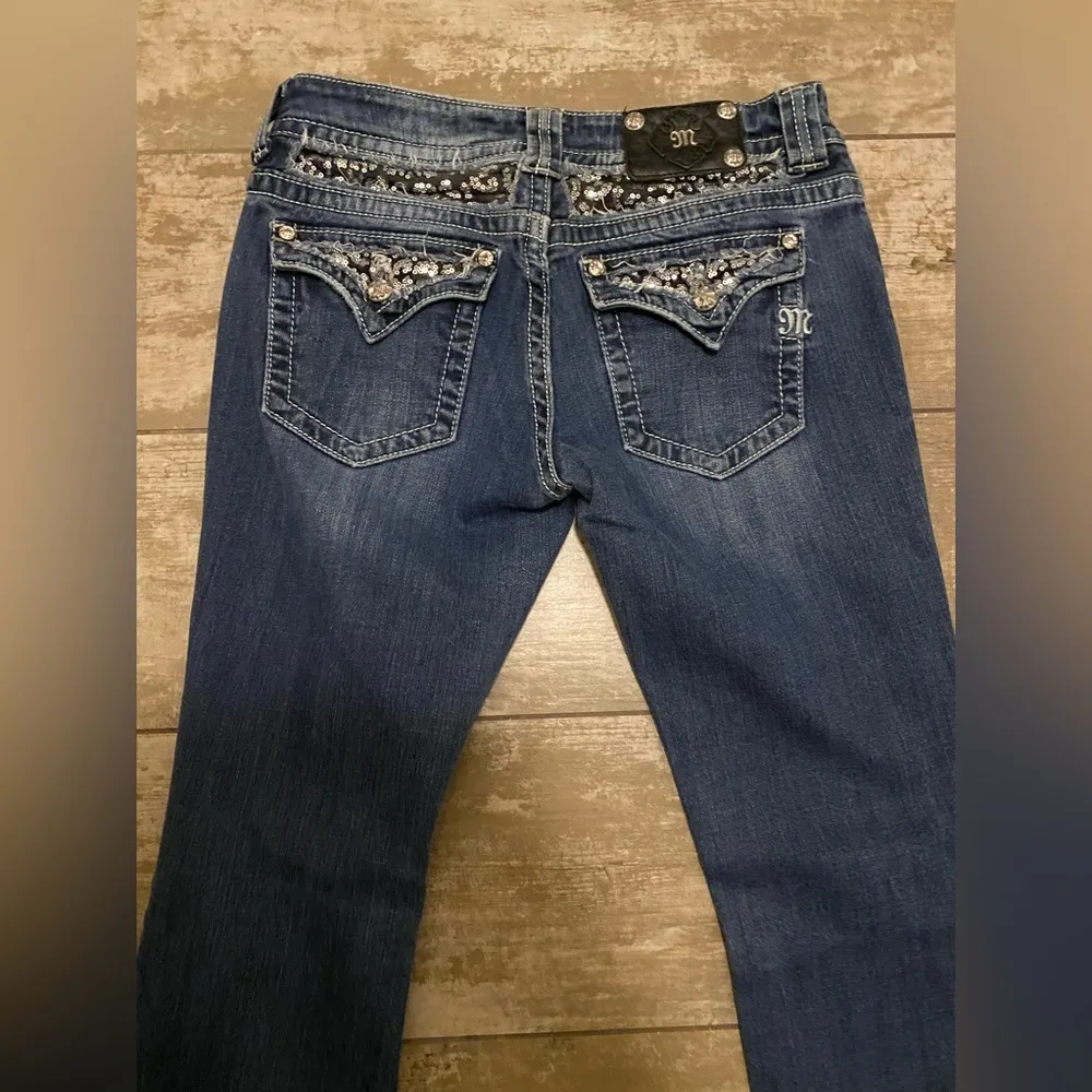 Miss Me Sequin Distressed Bootcut Jeans. - Image 9