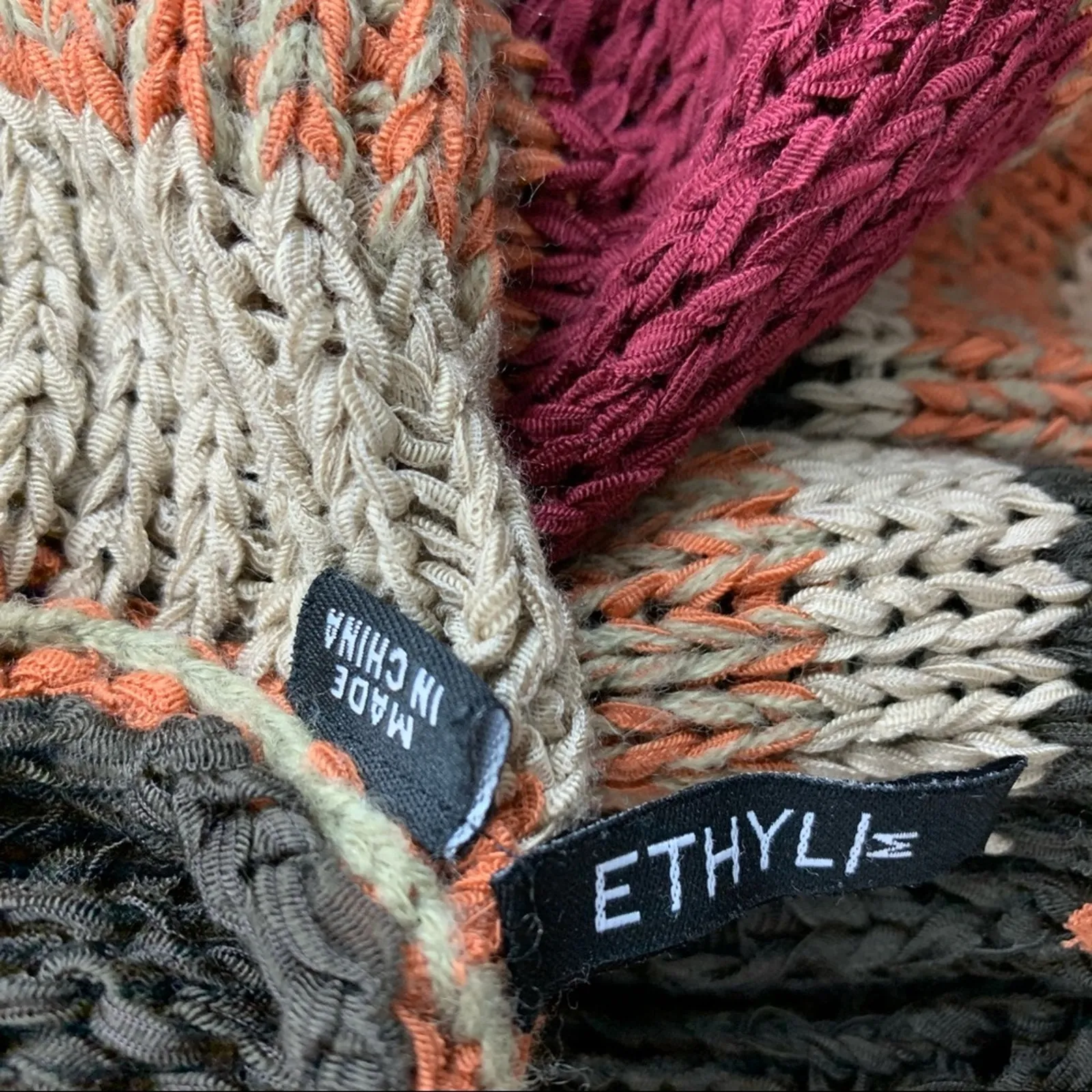 Ethyl M Long Sweater Cardigan Rust Orange burgundy Size M - Image 7