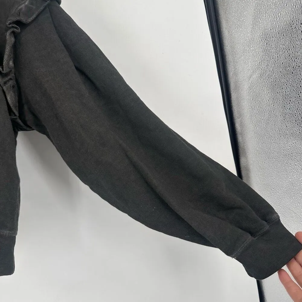 Something Navy Taylor Ruffled Hooded Sweatshirt Charcoal Gray Crop Small Hoodie - Image 9