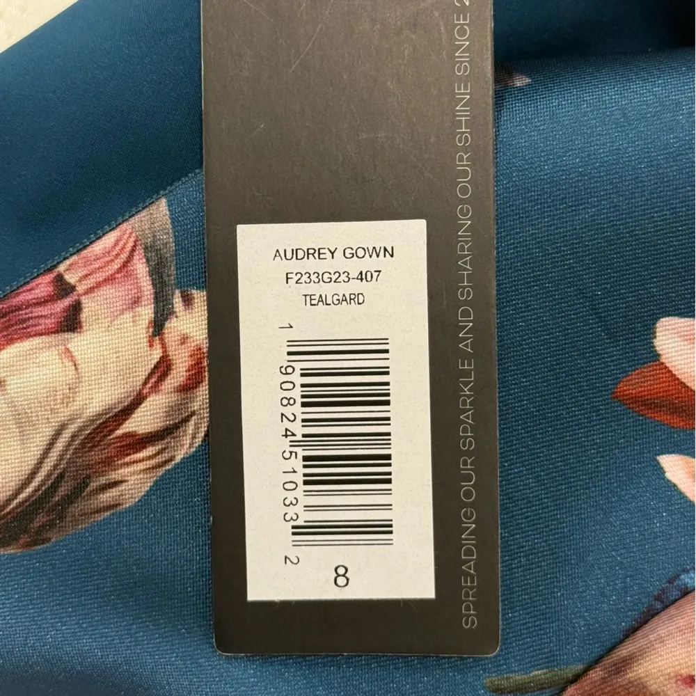 Sachin & Babi Audrey Gown Teal Garden Floral Dress Sleeveless Satin Size 8 New - Image 11