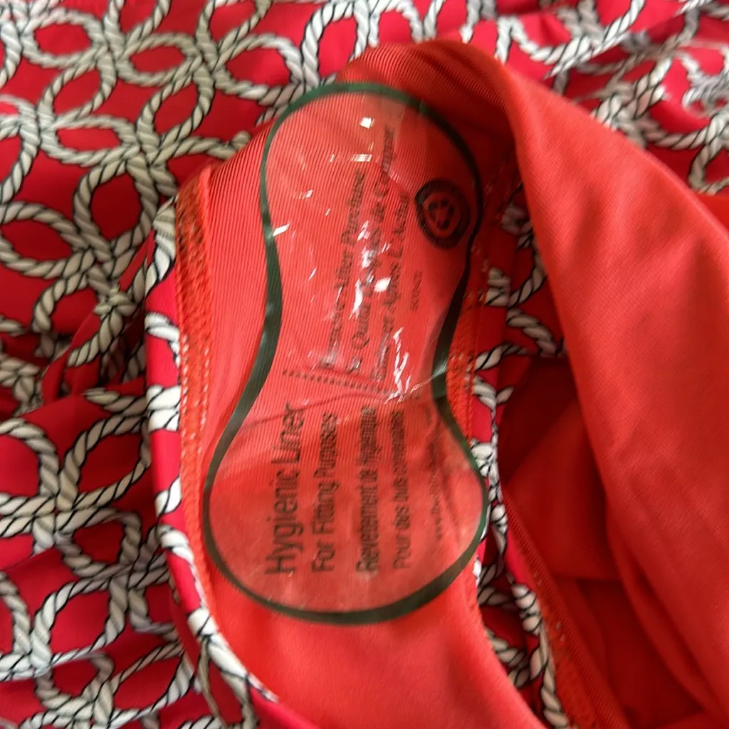 NWT MICHAEL KORS CHAIN PRINT HALTER NECK ONE PIECE SWIMSUIT IN 604 TRUE Red Size 12 - Image 8