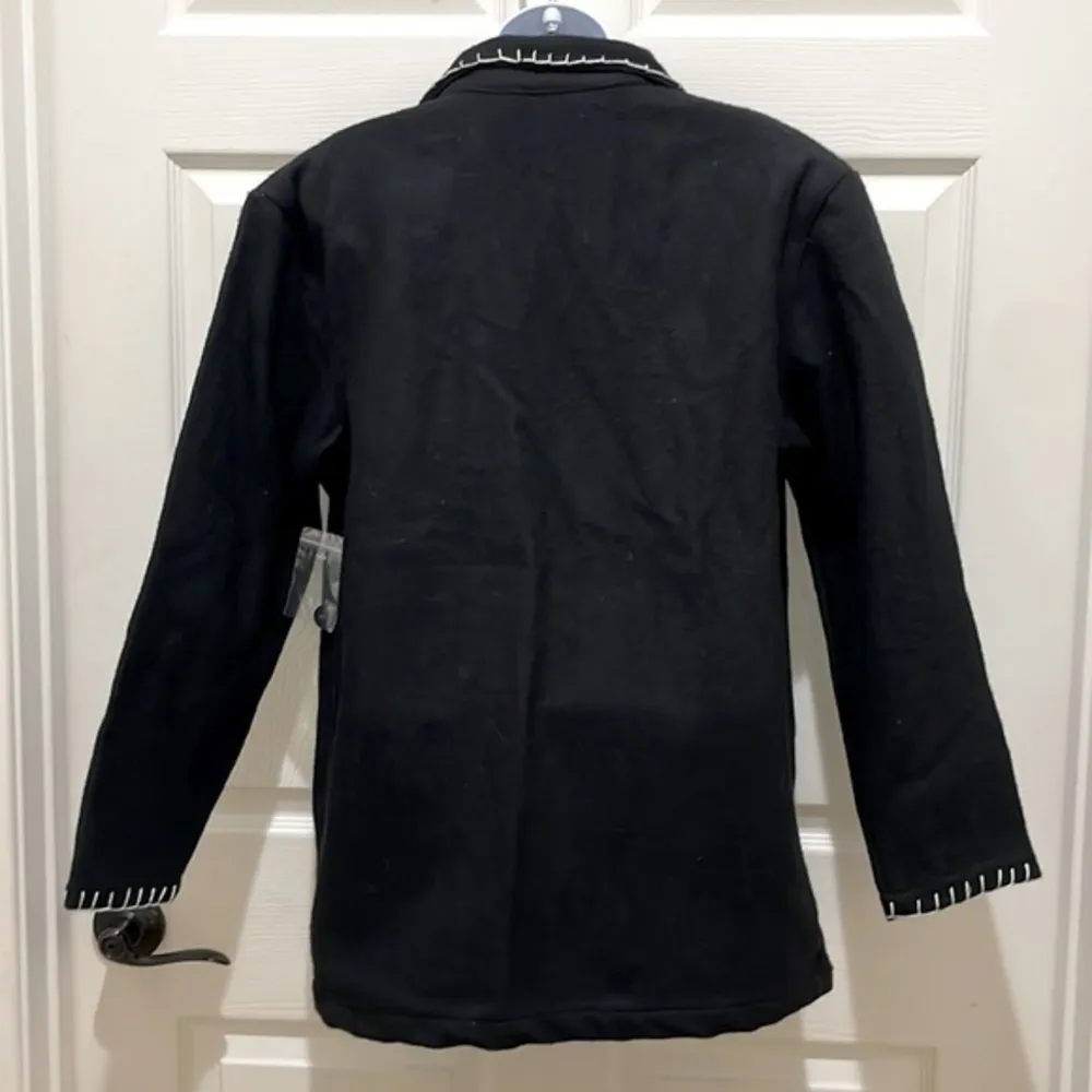 New Identity Black Wool Blend Blazer With White Baseball Stitching - Image 2