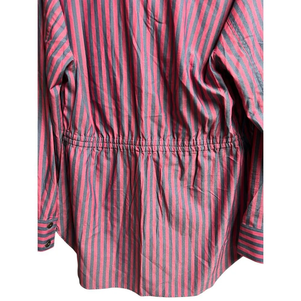 Cabi Regatta Tunic/Shacket Red Blue Striped Button Down Long Sleeve Medium - Image 9